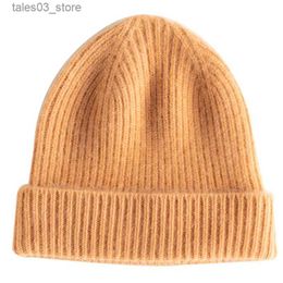 Beanie/Skull Caps New Arrival Autumn Winter Women Hats % Goat Cashmere Knitted Headgears Soft Thick Warm Fashion Girl Hat 6Colors High Quanlity Q231130