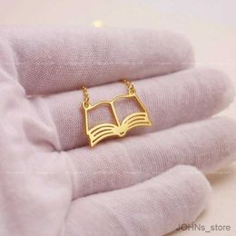 Pendant Necklaces Stainless Steel Necklaces Antique Little Book Charm Pendant Necklace Reading Symbol for Reader Library Souvenirs Gifts R231130