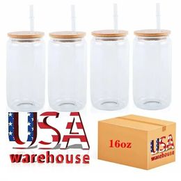 US/CA-Lagerbestand 16-Unzen-Wasserflaschen Versandbereit Sublimationsglasbecher Klar gefrostet DIY Bubble Tea Kaffee Jucie Soda Gläser Becher