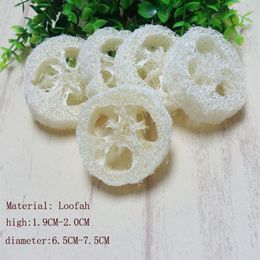 about 6-7 5cm in diameter is about 1 9cm round 150PCS Lot Natural Loofah Luffa Loofa Pad Spa Bath Facial Soap Holder Drop336k