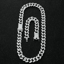 Mens 20mm Heavy Iced Out Miami Cuban Link Chain CZ Rapper Crystal Necklace Choker Bling Hip Hop Jewellery Gold Silver Colour Chains331j