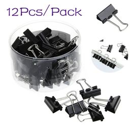 Clipboards 12Pcs Black Metal Binder Clips File Paper Clip Po Stationary Office Supplies Kantoor School Briefpapier Document 231130