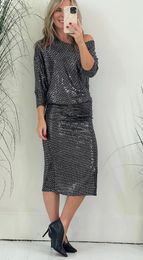 Urban Sexy Dresses 2023 Spring Autumn Fashion Sequined Party Dres Off The Shoulders Vestidos Chic Streetwear 231130