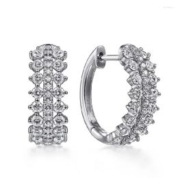 Hoop Earrings Huitan Sparkling Cubic Zirconia Women Fashion Silver Color Circle Ring Daily Wear Exquisite Girls Jewelry