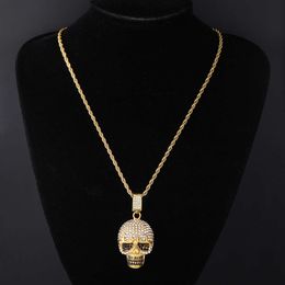 Cuban link chain mens necklace Halloween Skull Necklace with Unique Design Alloy Diamond Pendant Personalized Party Hip Hop Cuba Hip Hop Necklace Men Jewelry