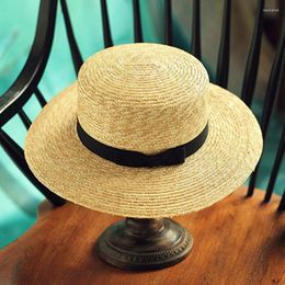 Wide Brim Hats Women's Boater Sun 2023 Fashion Wheat Panama Summer For Women Chapeau Paille Ladies Straw Accessories