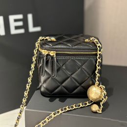 Channel Golden Ball Globe Square Box Lipstick Bags Sheepskin Shoulder Leather Lipsticks Designer Handbag Woman Crossbody Fashion Luxury Chain Lady Purse Wallet