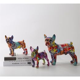 Nordic Painting Graffiti L S French Bulldog Creative Resin Crafts Home Decoration Wine Cabinet Office Decor 211025293w