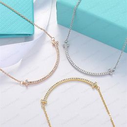 Luxury smile necklace women stainless steel couple large diamond pendant designer neck Jewellery Christmas gift women accessories wh288R