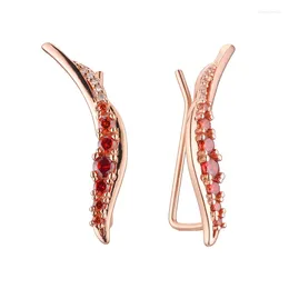 Dangle Earrings 2023 Korean Red Cubic Zircon Women Jewelry 585 Rose Gold Color Office Style Gift