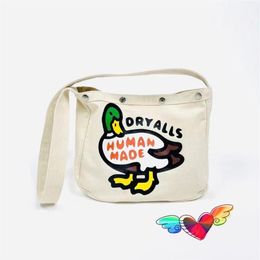 Backpack 2021 HUMAN MADE Backpacks Men Women High Quality Red Heart Green Headed Duck Graghic Bags Hasp Canvas Bag284m