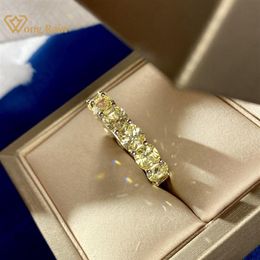 Wong Rain 925 Sterling Silver Yellow Created Moissanite Diamonds Gemstone Wedding Band Engagement Ring Fine Jewellery Whole Y012246W