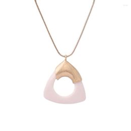 Pendant Necklaces Hollow Out Triangles Necklace Sweater Chain Resin Party Ornament Jewellery