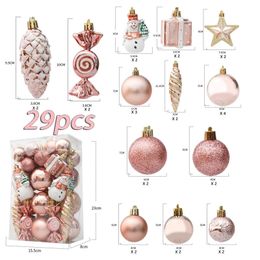 Christmas Decorations 29/20pcs Christmas Tree Balls Hanging Pendant Candy Cane Pine Cone Ornament Set Christmas Home Decoration 2024 Navidad Year 231129