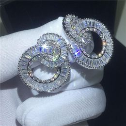 Luxury Office lady Drop Earring 925 sterling silver 5A Cz Engagement wedding Dangle Earrings for women Bridal Gift272W