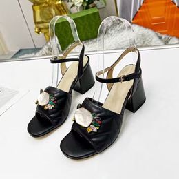 Summer Women's Beautiful Rhinestone Sandals Fashion Comfortable Wide Heels High Heels Beautiful Wedding Grass Shoes