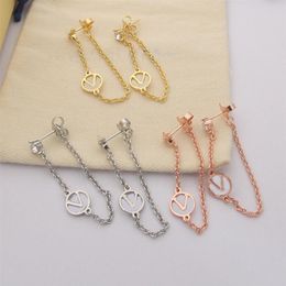 Tassel Designer Letters Stud Earring Pendant Luxury Gold V Studs Charm Earrings Women Men Wedding Party 3 Color Jewelry Valentine 233D