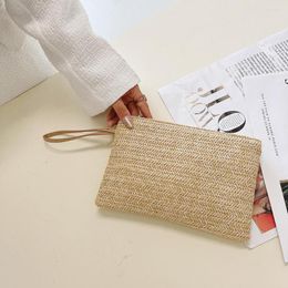 Wallets Weaving Bag Fashion Ladies Wristlet Clutch Women Daily Money Phone Solid Straw Woven Coin Purse Beach Wallet Card