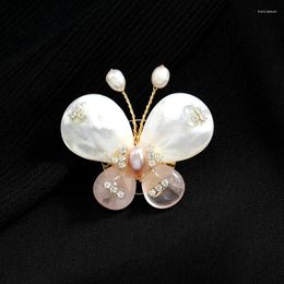 Brooches Summer Butterfly For Women Charm Pearl Pink Color Brooch Pins Party Wedding Clothing Accessories Jewelry Gifts