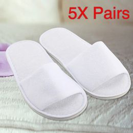 Disposable Slippers el Disposable Slippers 5 Pairs Spa el Guest Slipper Open Toe Towelling Disposable Terry Style Breathable Soft White Shoes 231129