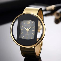 Wristwatches Sdotter 2023 Fashion Watches For Women Hollow Bangle Wristwatch Elegant Quartz Stainless Steel Gold Ladies Clock Gift Orolog