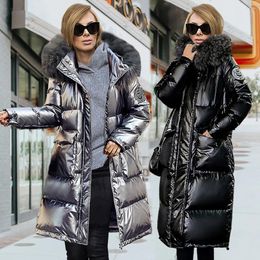 Women's Down Clothing Style Winter Shiny Coat Mid-length Thick Jacket Women Clothes Womens