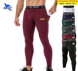 Customise Winter Warm Fleece Liner Sports Compression Pants Men Quick Dry Running Leggings with Pockets GYM Fitness Tights 2206093752067