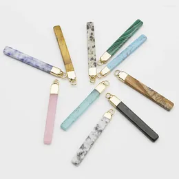 Pendant Necklaces Natural Stone Strip Crystal Agate Geometric Figure Gold Plated Necklace Reiki Charm Fashion Jewellery Gifts Wholesale 8Pcs