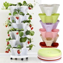 Flower Pot Stackable Planter Garden Strawberry Herb Flower Vegetable Pots Vertical Succulents Plant Pot Bonsai Pot Home Decor Y200297e