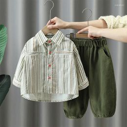 Clothing Sets Autumn Kids Baby Boys Stripe Shirt Tops Pants 2Pcs Suit For Children Cotton Clothes Infant Outfits 2-8Y