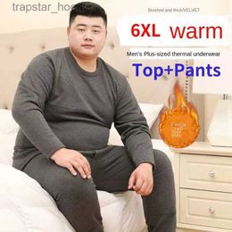 Men's Thermal Underwear Men's Plus Size Thermal Underwear Suit Plus Fertiliser Enlarged Winter Plus Fleece Thickened Cold-Proof Thermal Tops and Pants L231130