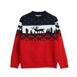 Комплекты детской одежды, осенний свитер с длинными рукавами и героями мультфильмов для мальчиков, двойной утолщенный пуловер, свитер для девочек, вязаный свитер, рождественские топы 231130