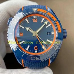 Foto super real vs fábrica automática cal.8906 Assista Men's 45,5mm Big Sapphire Glass Blue Dial Bezel 600m Rubber Strap Sport Sport VSF Relógios mecânicos