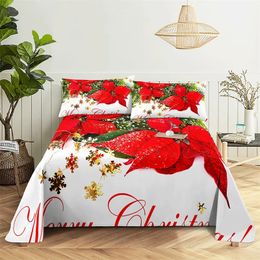 Bedding sets Merry Christmas Queen Sheet Set Kid's Flat Sheet Boys Girls Bed Sheets and Pillowcases Christmas Gifts Bed Sheet Set Bedding Set 231129