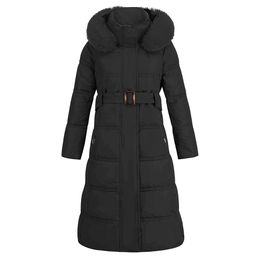 European and American fur collar contrasting coat, winter new slim fit and slimming down cotton jacket, medium length jacket for women outdoor sports jacket Fashion