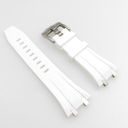 27mm White Rubber Band 20mm Tang Buckle Strap Steel Connector Links Fit For AP 39 mm 41 mm Royal Oak Wristwatch Watch