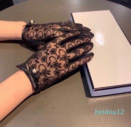 gloves leather ladies sheepskin lace winter mitten for women official replica Counter European quality