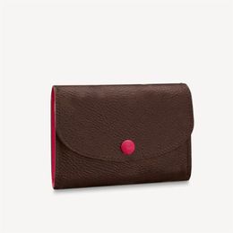 M41939 ROSALIE Wallets Women Button Short Credit Card Purses Fashion Leather Coated Canvas Clutch Coin Purse pocket pouch With box297a