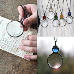 Pendant Necklaces Fashion Simple Magnifier For Women Retro Round Glass Sweater Chain Mom's Jewelry Accessories Mother's Day Gift