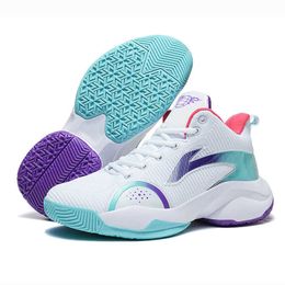 Technology blue sneakers men summer new women cushioning wear-resistant children's sports breathable real basketball shoes 120123