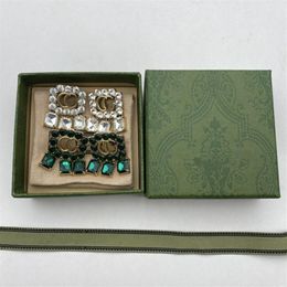 With BOX Diamond Stud Earrings White Green Large Pearl Earring Luxury Women test Studs Girlfriend Mother Gift Jewelry160o