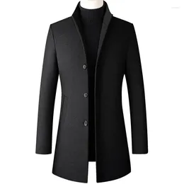 Men's Trench Coats BROWON Brand Long Jackets For Men 2023 Autumn And Winter Solid Color Woolen Coat Business Casual Windbreaker