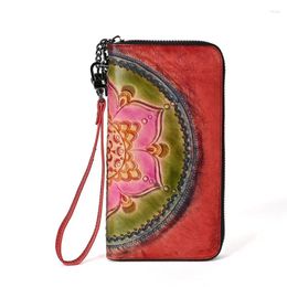 Wallets Genuine Leather Purse Women 2023 Ladies First Layer Cowhide Wallet Long Vintage Female Clutch Hand Bag