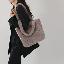 Evening Bags Plush Tote Korean Fashion Shoulder For Womens Niche Design Autumn Handbag Large Capacity Ladies Travel Shopper