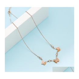 Pendant Necklaces Trendy Rose Gold Butterfly Crystal Necklace For Women Fashion Choker Trend Jewelry Gift 3412 Q2 Drop Delivery Penda Dh8I6