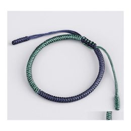 Charm Bracelets Style Handmade Woven Tibetan Knot Bracelet Color Lucky Rope Braided Bangles Adjustable For Men Women Wholesale Drop Otiab
