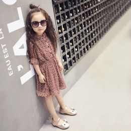 Girl's es 2022 Autumn Girls Kids Long Sleeve Baby Chiffon Floral Children Pleats Dress Toddler #0238 0131