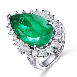 Wedding Rings Luxury Women's Finger For Party Bright Green Pear-shaped Crystal Noble Lady Vintage Style Accessories Gorgeous Gift