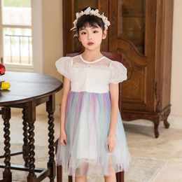 Girl's Teen Girls Patchwork Princess Dress Summer New Children Mesh Dresses Fashion Kids Party Clothing #6836