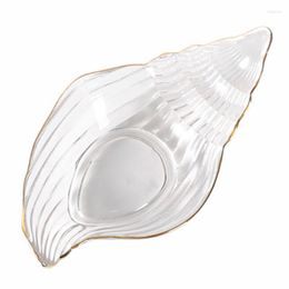 Plates Marine Series Transparent Glass Dinner Plate Gold Line Scallop Starfish Dessert Snack Fruit Salad Bowl Dishes Kitchenware